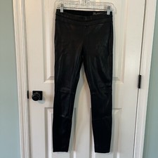 Blank NYC Womens Black Vegan Faux Leather Skinny Pull On Pants Leggings Size 26