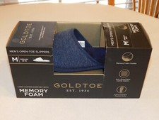 Goldtoe Memory Foam Indoor/outdoor Traction Men's Open-Toe Slippers M 8-9 NEW