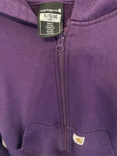 Carhartt Hoodie Youth Size XL (14) Purple Hood Full Zip Fleece Jacket. YXL NWOT - Picture 5 of 6