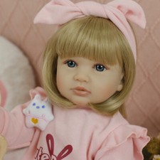 Bambola reborn vinile 60 cm capelli biondi bambolotto reale bambini