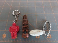 Vintage Keychain Lot French Red Puzzle Michelin Man United Tiki Telephone