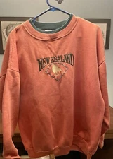 Vintage 90s Leisure Line New Zealand Em Logo Sweatshirt,Size XL, Orange