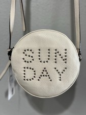 Sanctuary Studded Sunday Fun Day White Pebbled Leather Crossbody Shoulder Bag