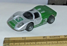 TYCO #3 PORSCHE 440X2 HO SLOT CAR 1980s LIGHTED IN GREEN & SILVER