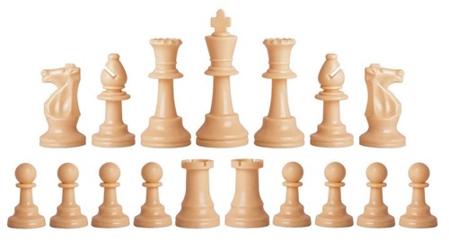 Natural & White Chess Pieces 20" Purple Vinyl Board - Single Weight Chess Set - Picture 2 of 4