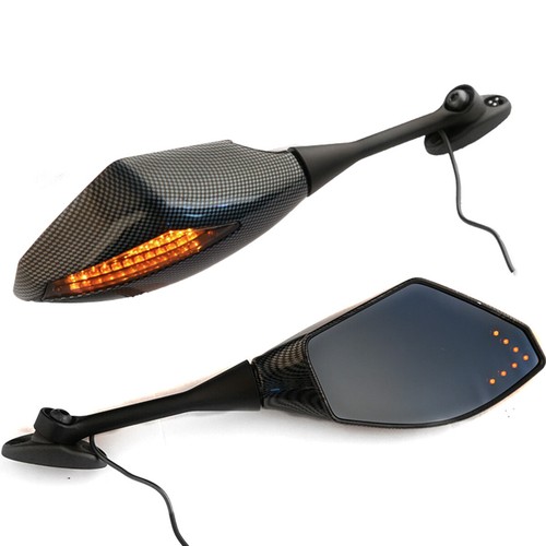 Motorcycle LED Turn Signals Rearview Mirrors Pair For Suzuki GSXR 600 750 1000 - Picture 7 of 14