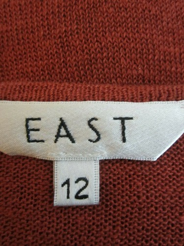 East Brand Womens 12 Terracotta Brown LS Open Front 100% Linen Cardigan Sweater - Picture 5 of 7