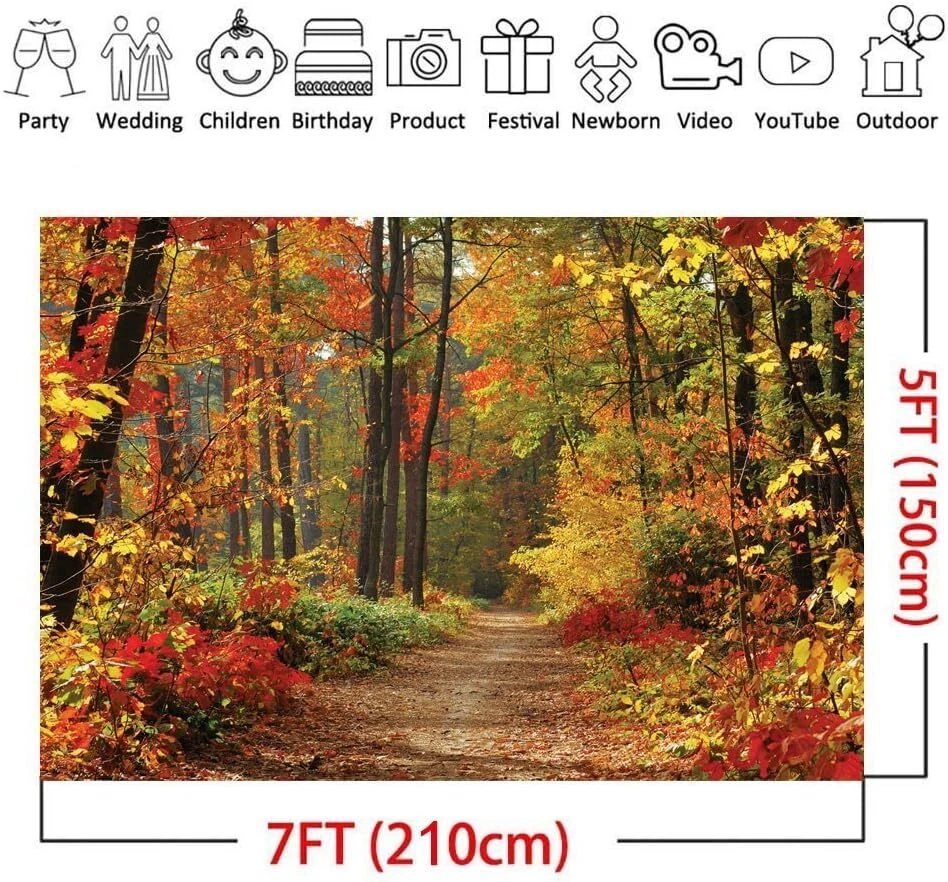 Telón de fondo de vinilo amarillo de 7x5 pies para fotografía otoño bodas eventos familiares Foto 3 de 4