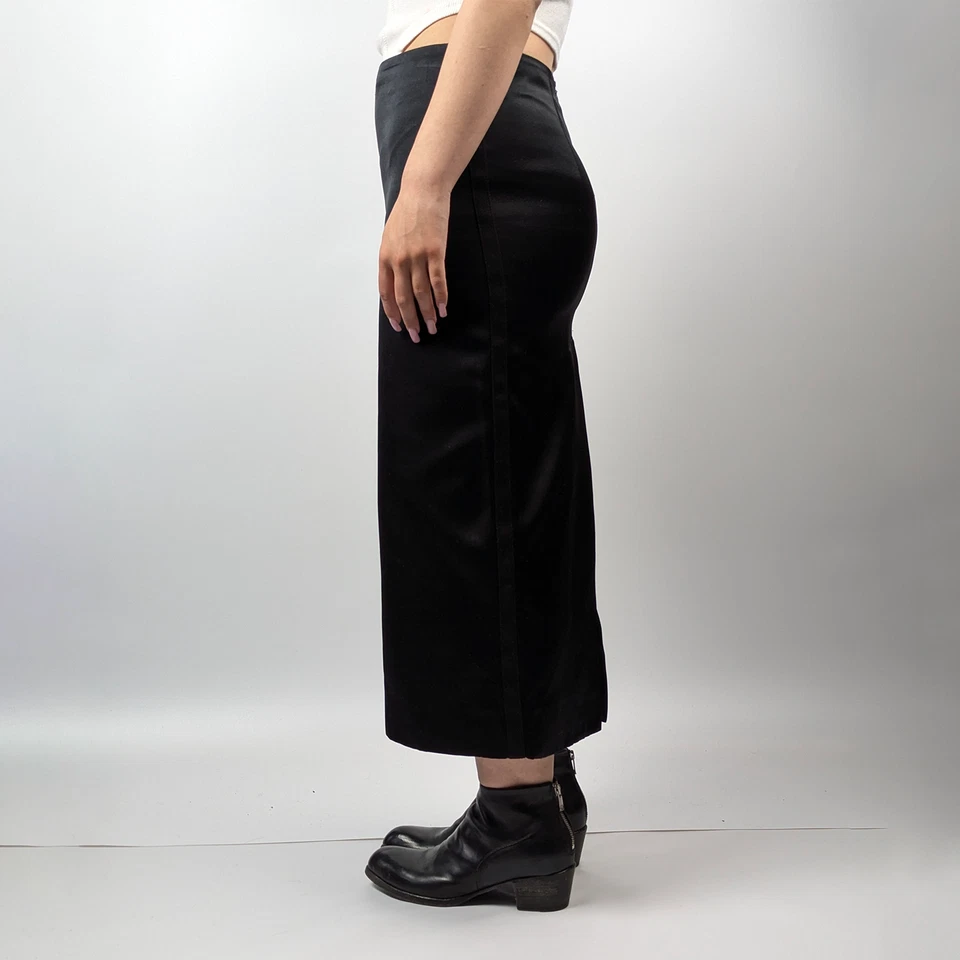 Miu Miu атласной шелк макси длинный черный трапециевидный прямой карандаш юбка S/IT40/W26 - Изображение 3 из 4