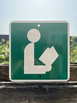 Green LIBRARY Reading Book Metal Sign 6 x6  (NEW)