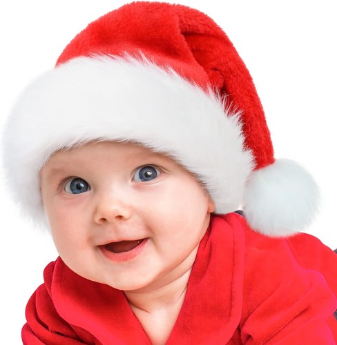 Christmas Santa Hat adult Kid warm Red and White Festive Classic Soft velvet Hat - Picture 10 of 19