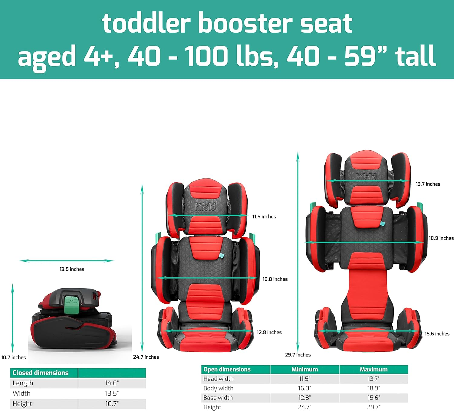 Mifold Hifold FitAndFold Highback Booster Seat, Adjustable Narrow