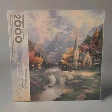 VTG 1999 Hallmark Springbok Thomas Kinkade 2000pc Jigsaw Puzzle Mountain Chapel