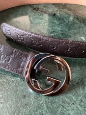Gucci Guccissima Belt Interlocking GG Buckle Dark Brown Size 105/42