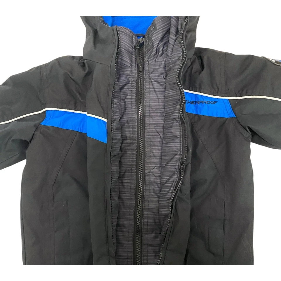 Casaco de inverno masculino à prova de intempéries preto azul com zíper tamanho 4 - Imagem 3 de 4