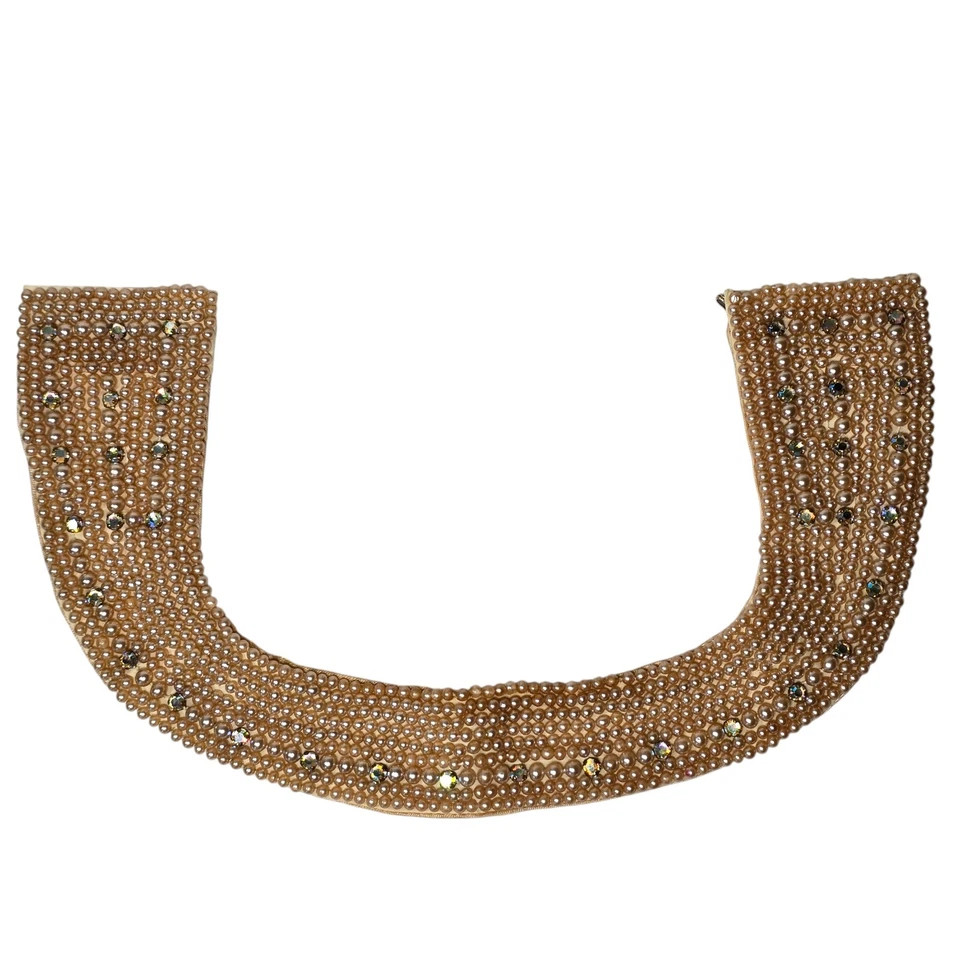 Collar Vintage Años 50 Perlas Cuentas Estrás Hecho a Mano Japón Novia Foto 3 de 4