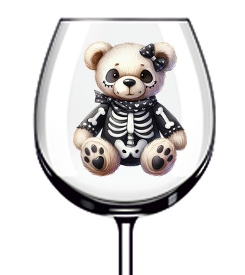 12x bunte Halloween Teddybär Vinyl Aufkleber Abziehbild Becher Weinglas Flasche