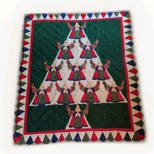 Vintage Handmade Christmas Angel Quilt/Wall Hanging - 45 In. x 55 In.-Red/Green