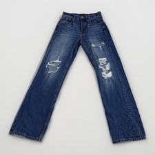 Aeropostale Women's 90s Baggy 2 Reg High Rise Jeans Factory Distressed Boot Cut