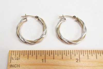 Gebrauchte Michael Anthony USA Sterlingsilber 14K verdrehtes Seil Creolen 1''