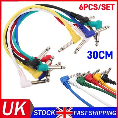 6 x Gitarren-Patchkabel/-Kabel 30 cm mehrfarbig für Effektpedale 6er-Pack