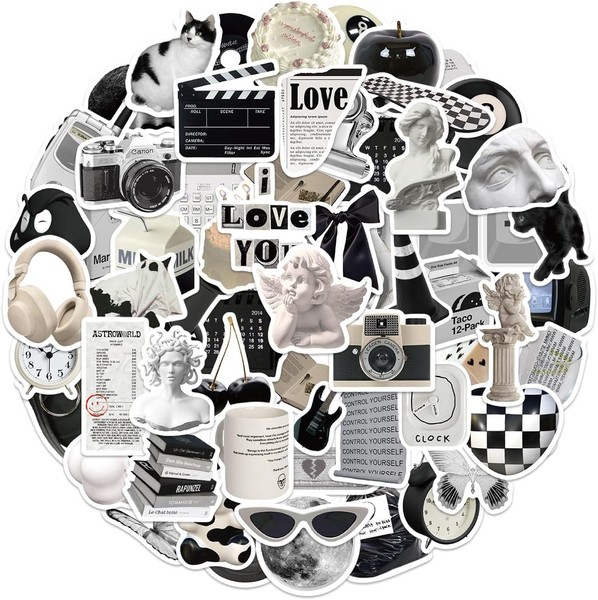 61 StüCk Retro Aufkleber Set, Wasserdicht Vinyl Aesthetic Vintage Stickers FüR R-image