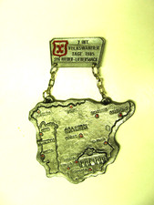 German Wandertag hiking medal 1985 Nieder-Liebersbach Germany map Spain Portugal