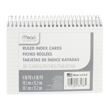 3 Pack Mead Wirebound Index Cards, Ruled, 4in X 6in, 50 Ct