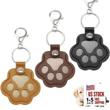 3 Pcs Pet Fur Storage Keychain, Cute Dog Cat Paw Shaped Leather Keychain for