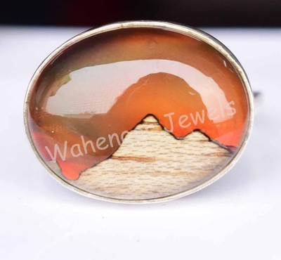 28,55 Ct Mountain Aurora Opal Ring 925 Sterling Silber, Größe 8,5 US Damen