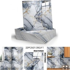 22pcs Large Blue Peel and Stick Marble Backsplash 11.8x11.8 Inch Tiles