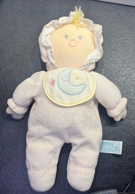 Vintage Russ Berrie Dollie Stoffpuppe weiches Plüschtier Belinda Puppe Rassel Mond RAR