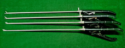 4pc Laparoscopic Needle Holder Straight Jaw 5mm Black Handle Reusable Instrument