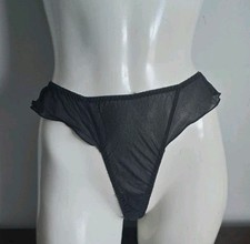 Vtg Victoria's Secret Chiffon 100 Silk Hi Cut Panties Ruffle Thong String M