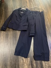 Escada Sport 2 Pc Suit Set Navy Blazer  Pants EU 36 US 4 6 Designer Career