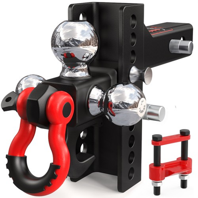 #ad Adjustable Tri Ball Hitch Trailer Mount w Locks Shackle Pin fits 2quot; Receiver $130.49