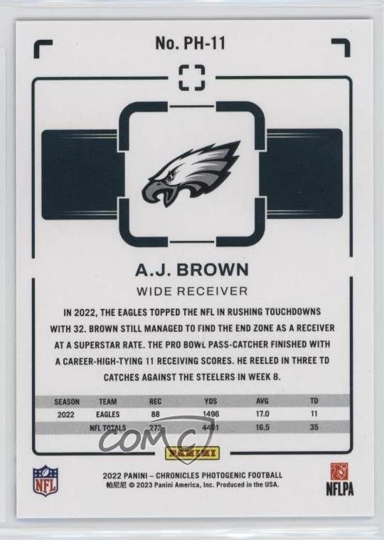 2022 Panini Chronicles Photogenic Black /25 AJ Brown #PH-11 - Image 2 of 2