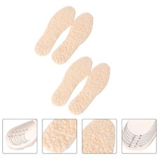 2 Pairs Kids Warm Shoe Insoles Beige Breathable Imitation Wool Cuttable