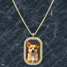 New Cute Dog Puppy Pendant Necklace Graphic Design Modern Gold Tone