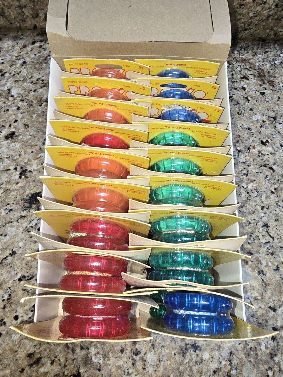 1980's Pro Yo Whizz Yoyo lot of 36 With Display Case NEW VINTAGE