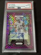 2023 Prizm Tre Tucker Purple Power Auto Rookie PSA 10 Raiders Gem Mint RC SSP