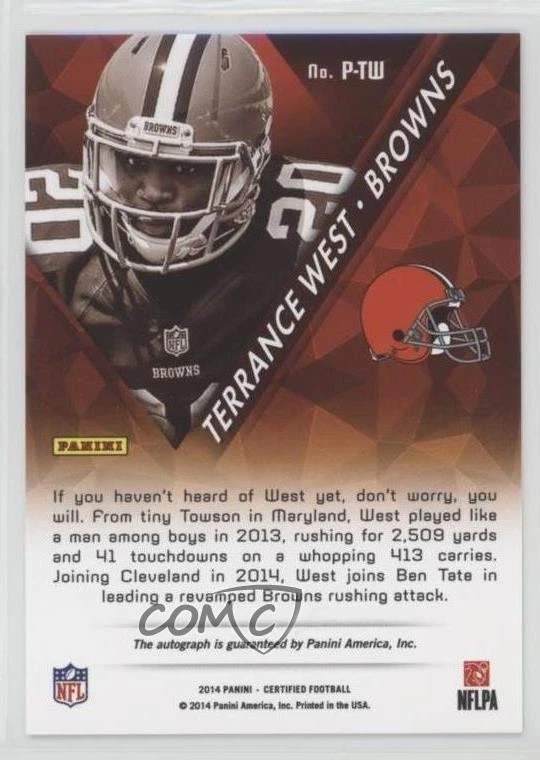 2014 Certified Potential Mirror Signatures Red /149 Terrance West Rookie Auto RC - Image 2 of 2