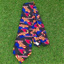 Arizona Cardinals Vintage Tie Black Red bird Mens 100% Silk Made In USA
