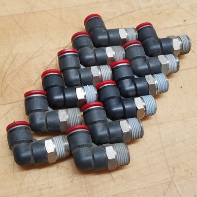 Norgren C01471038 10MM Tube OD, 3/8'' BSPT Push-To-Connect Tube Male Swivel Elbow