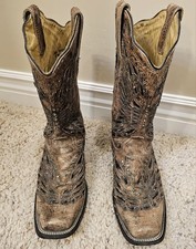 Corral Women's Boots Distressed Bronze Crystal Embroidered /Studs 8M, R1288