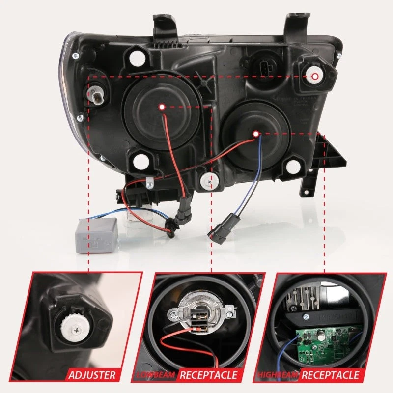 Barra de luz proyector ANZO compatible con Toyota Tundra 2007-2014 H.L negro ámbar (led alto B Foto 3 de 4