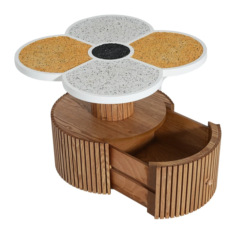 Mesa auxiliar única de trébol de cuatro hojas para sala de estar dormitorio espacios pequeños Foto 4 de 4