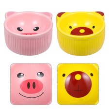 2pcs Creative Hamster Feeder Pet Food Holder Ceramic Adorable Cartoon Feeder