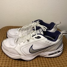 Nike Air Monarch IV Mens Sz 13 Walking Leather Sneaker 415445-102 White Navy