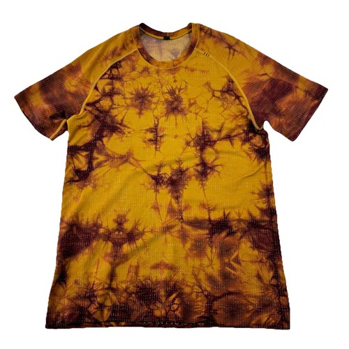 Lululemon Live In Practice Orange Burgundy Tie Dye T-shirt Mens Size Medium MD - Picture 2 of 12